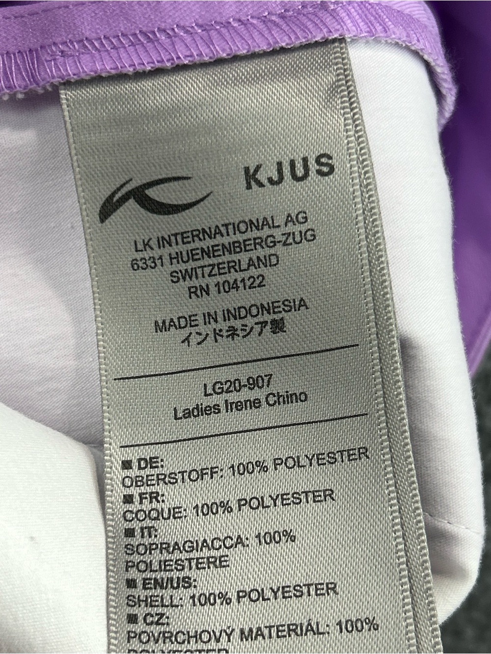 KJUS Irene Chino Golf Pants Oxford Lavender Purple 5 Pocket Womens 36 S (US 6) - Picture 6 of 8